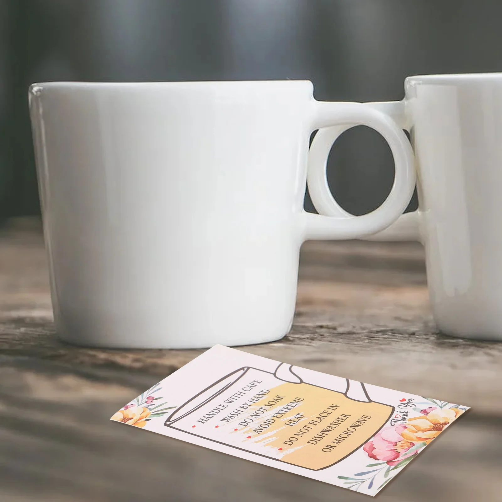 

50Pcs Cup Care Guide Cards Thick Coated Paper Portable Care Instruction Cards for Tumblers Mugs Cleaning Direction Tags Small