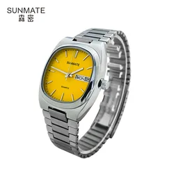 SUNMATE Women Quartz Watch Luxury Classic Roman Numerals Calendar Dial Sliver Stainless Steel Orologio Watches Ladies Wristwatch