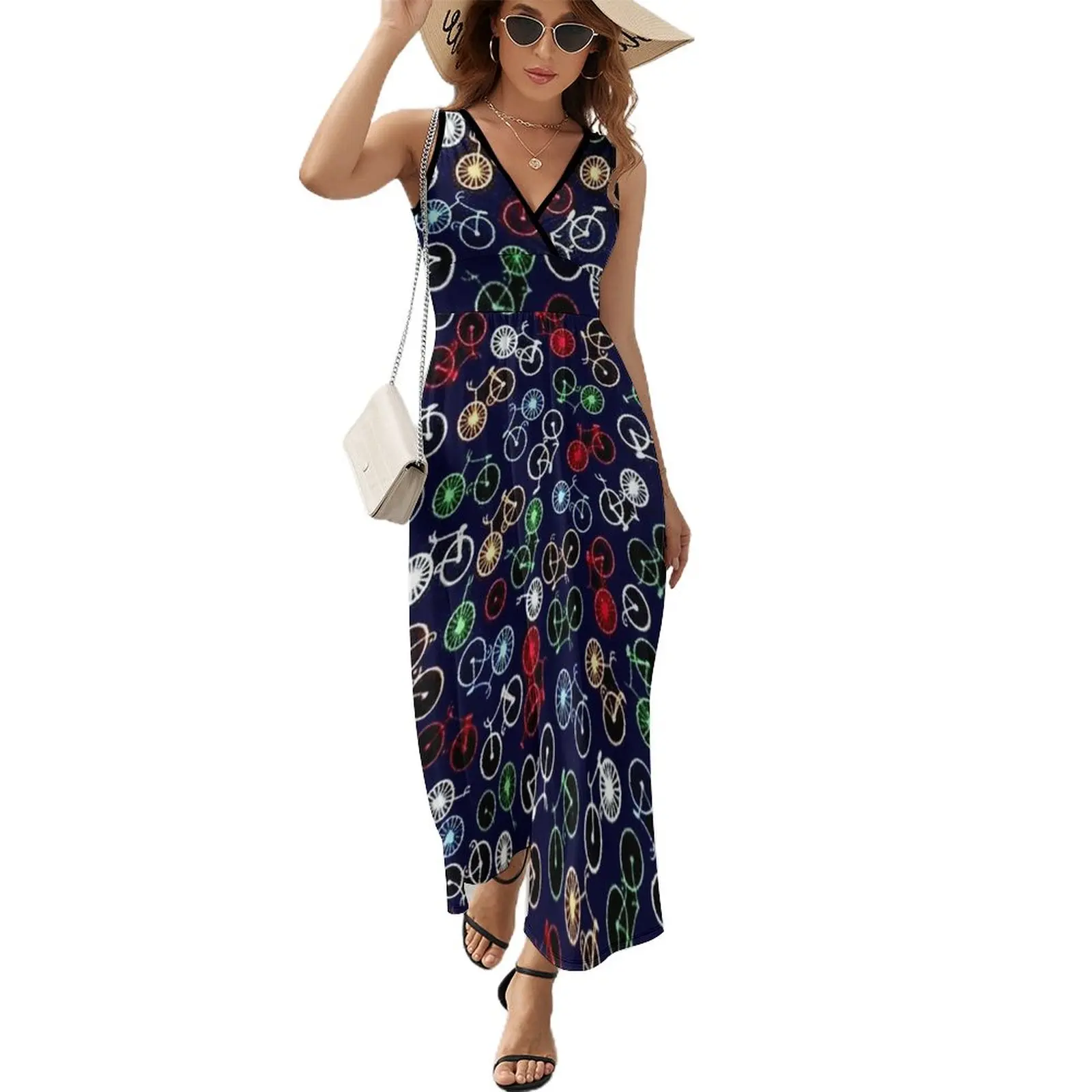 

BICYCLES GALORE: Vintage Multiple Bike Print Sleeveless Dress dress dresses korean style beach dress