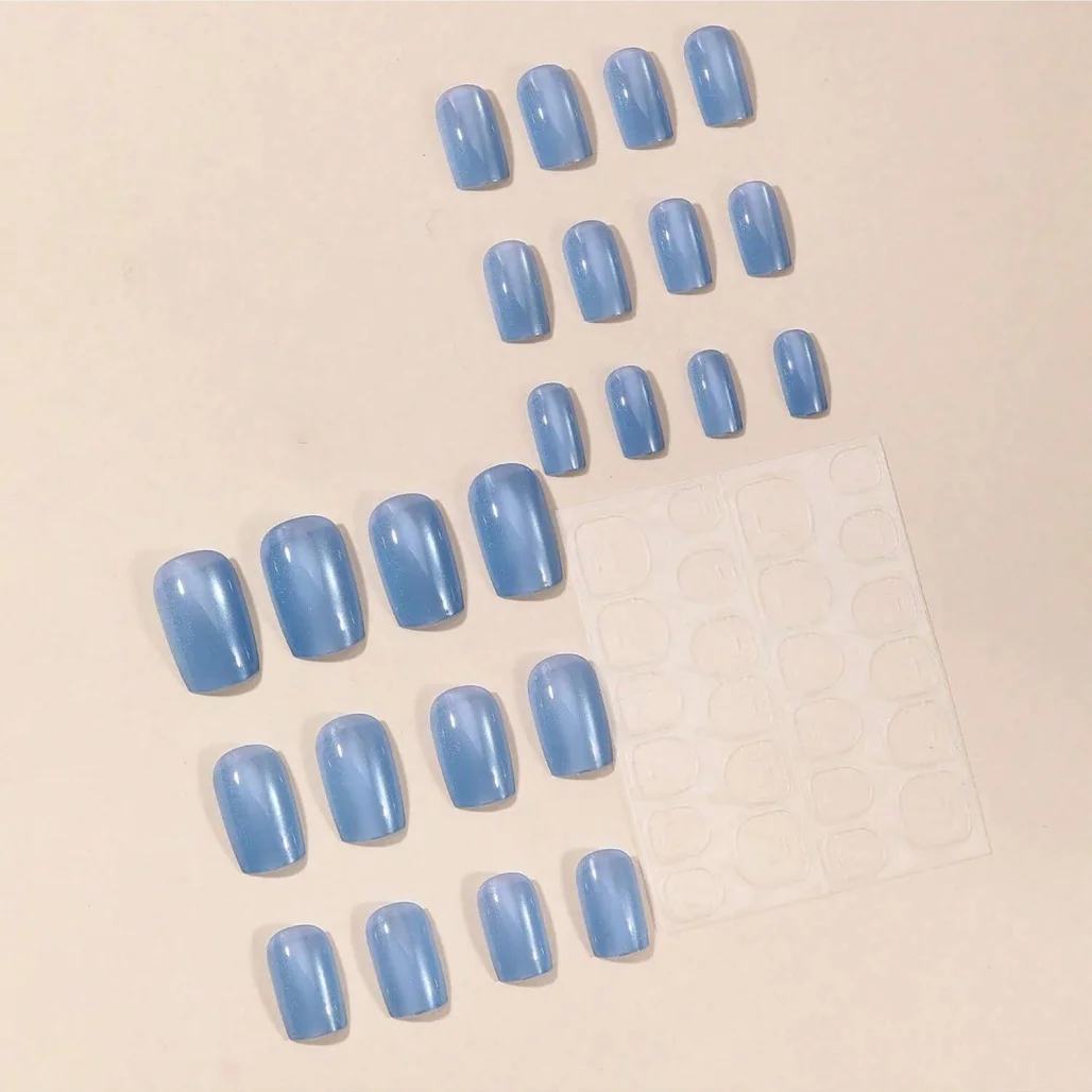 Cat Eye Press On Nails, Shell Elegante minimalistische Maniküre, abnehmbare falsche Nagelspitzen und Aufkleber