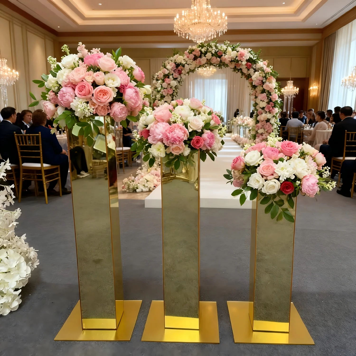 

2pcs 100/80/60 CM Luxury Grand Event Column Acrylic Gold Holder Plinth Dessert Table Wedding Birthday Cake Display Stand Flower