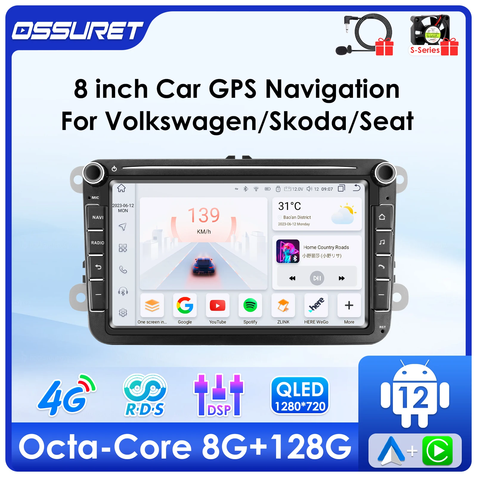 

8"Universal Andorid 12 Car radio for Vw GOLF 5 POLO Sedan PASSAT B6 CC TOURAN SCIROCCO CADDY Jetta Skoda 2din Multimedia Player