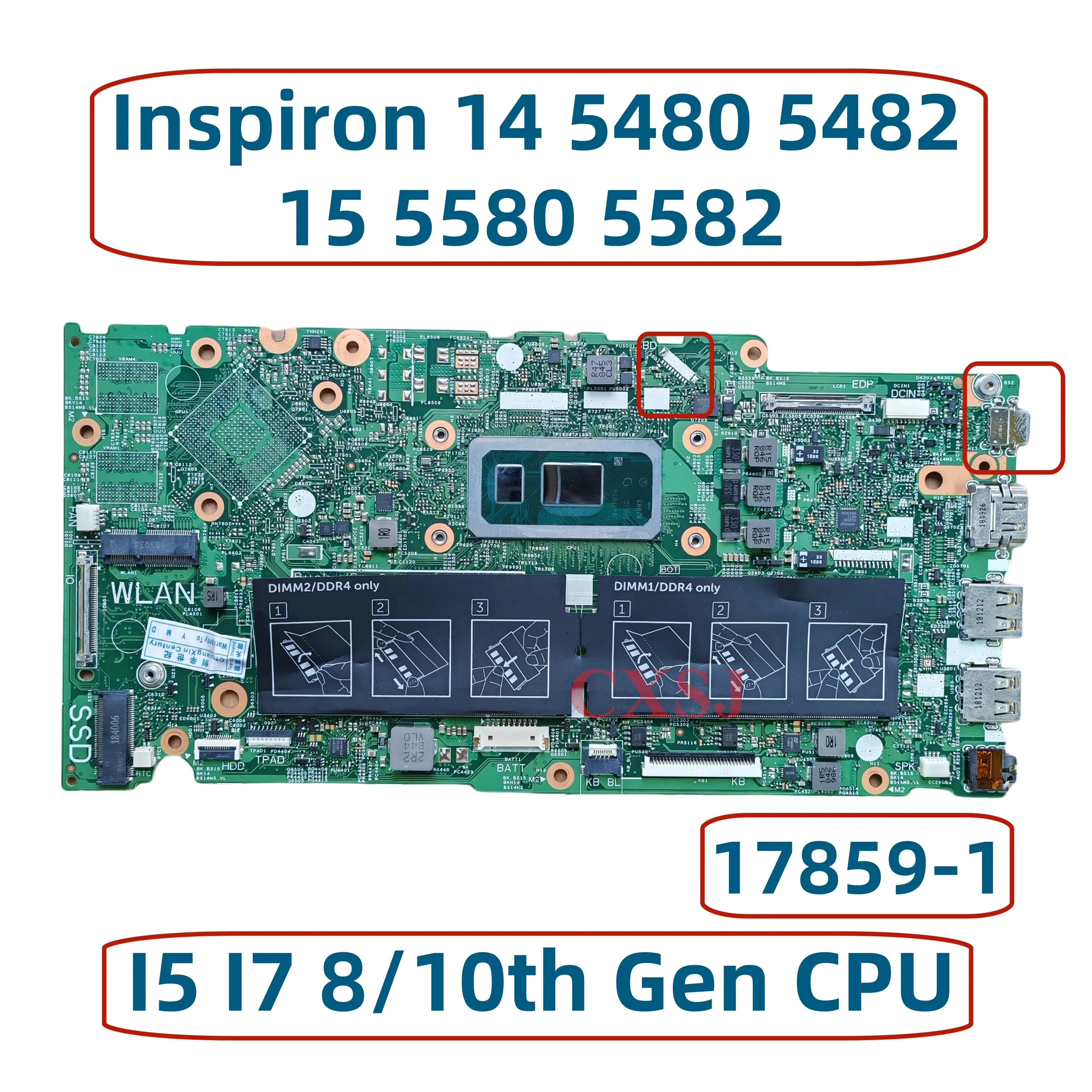 SCHEDA MADRE ORIGINALE DELL RRMT1 INTEL I3-8145U INSPIRON 14 5481 P93G (DF59