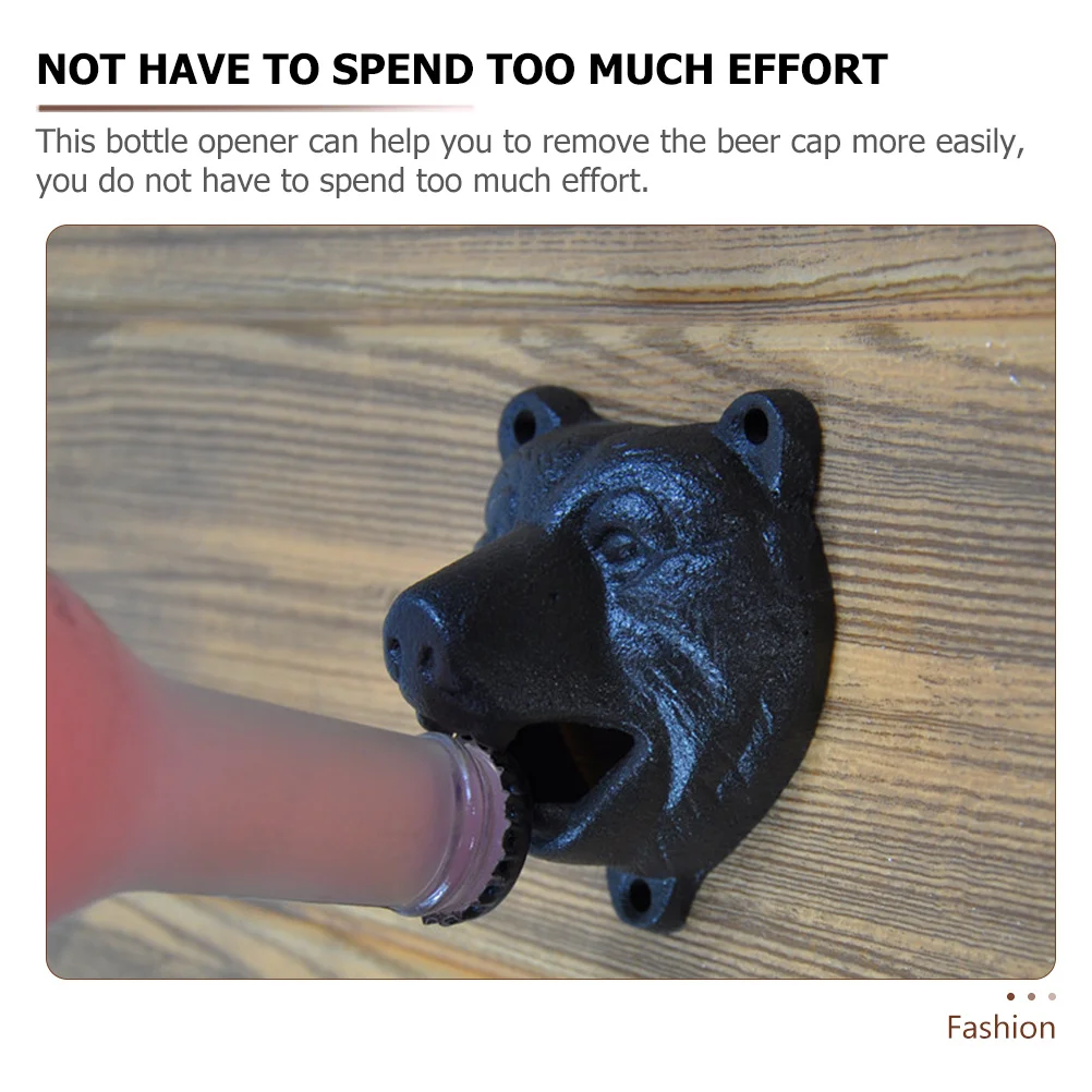 

Iron Bear Head Wall Mounted Bottle Opener Metal Beer Lid Remover Party Bar Kitchen Tool Wall Mounted Openers Wine Opener