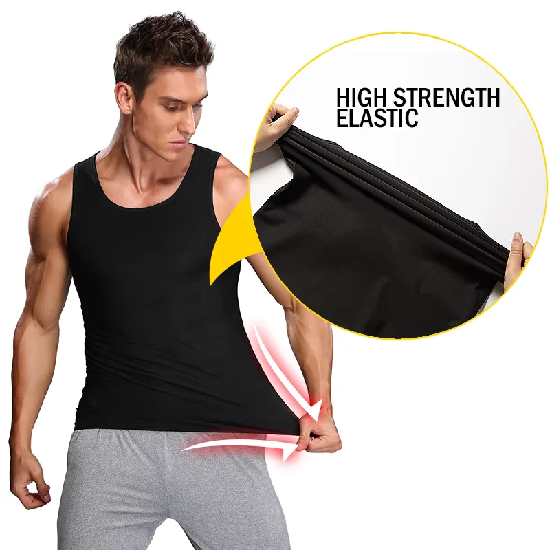Men's Neoprene Sweat Sauna Vest Slimming Body Shaper Top Sleeveless Workout Shirt Tummy Control Underwear Waist Trainer Corset
