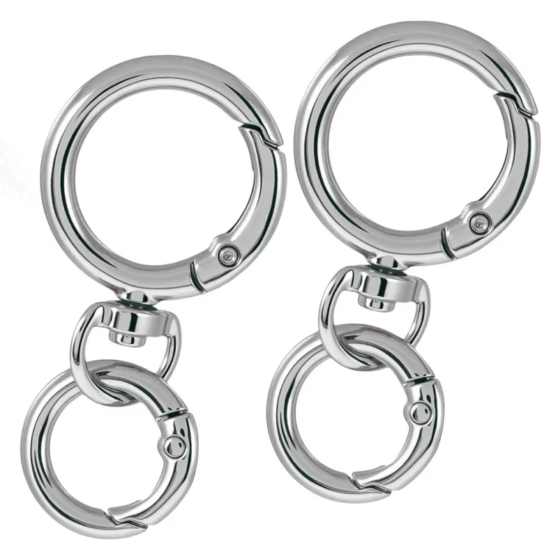 2Sets Round Spring Snap Carabiner Clip O Rings Swivel Trigger Hook Metal Clasps Keychain for Handbag Lanyards DIY Crafts - view 4