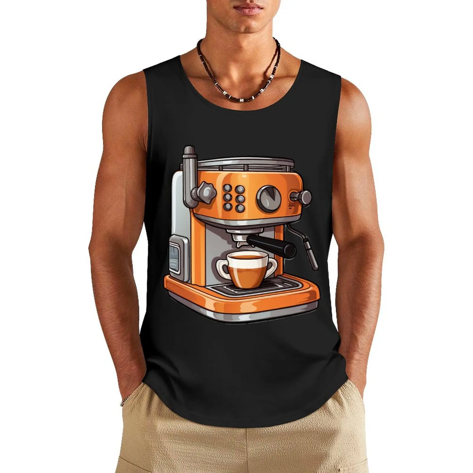 espresso machine Tank Top t-shirt for men Man sleeveless shirt