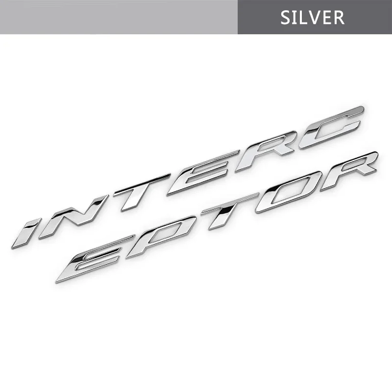 Car Front Sticker Head Labeling INTERCEPTOR For 3D Metal Emblem Badge Silver black Letters Decals Auto Accessories Modified