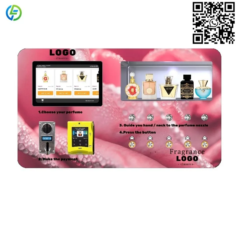 Customized  Automated Perfume Dispenser Credit Card Coin Cologne Perfume Spray Vending Machine Perfume Vending Machine