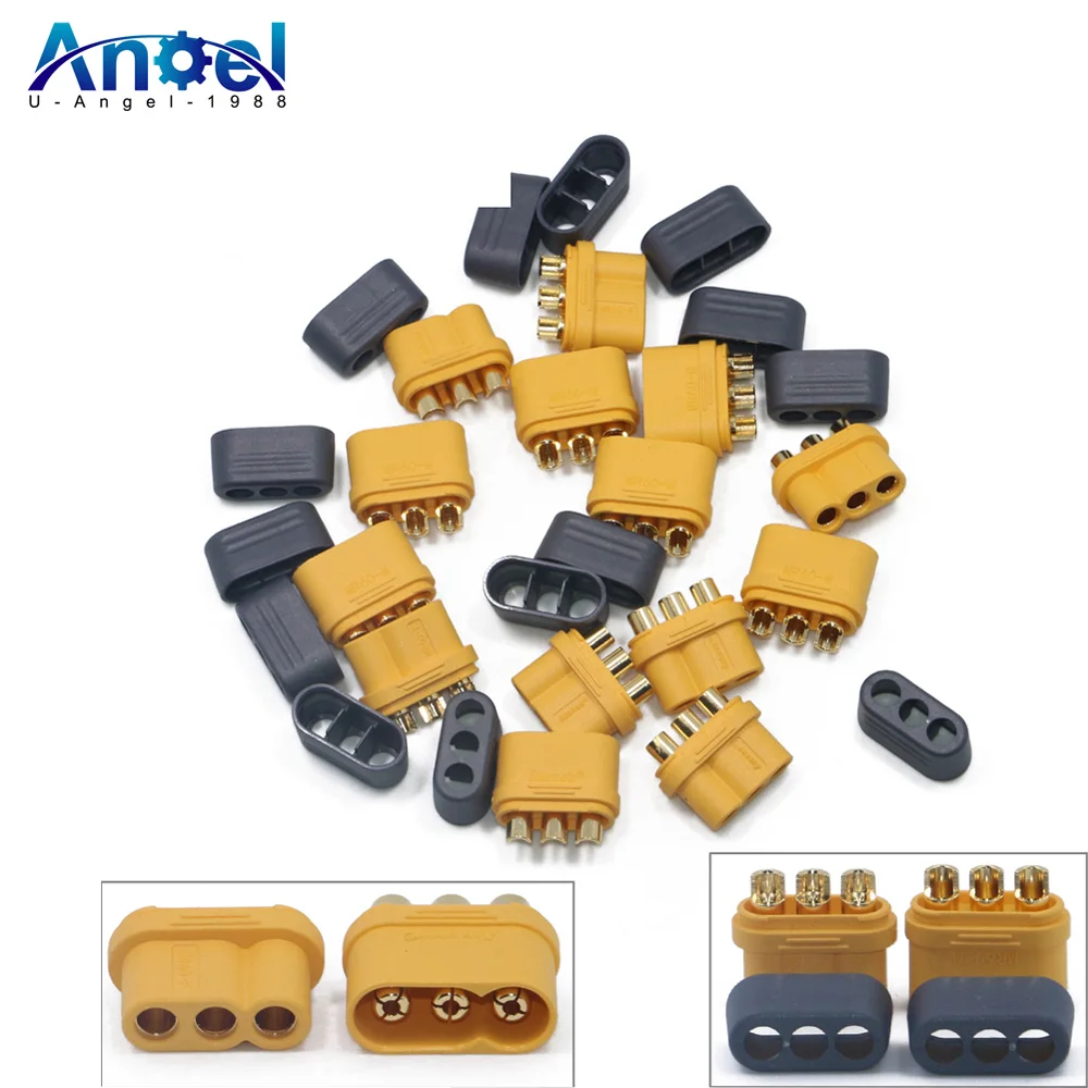 

5 / 10 / 20pair Amass 3.5mm MR60 Three-core Plug T Plug Connector Male Female With Sheath Brass Gold Plated for RC Model Compone