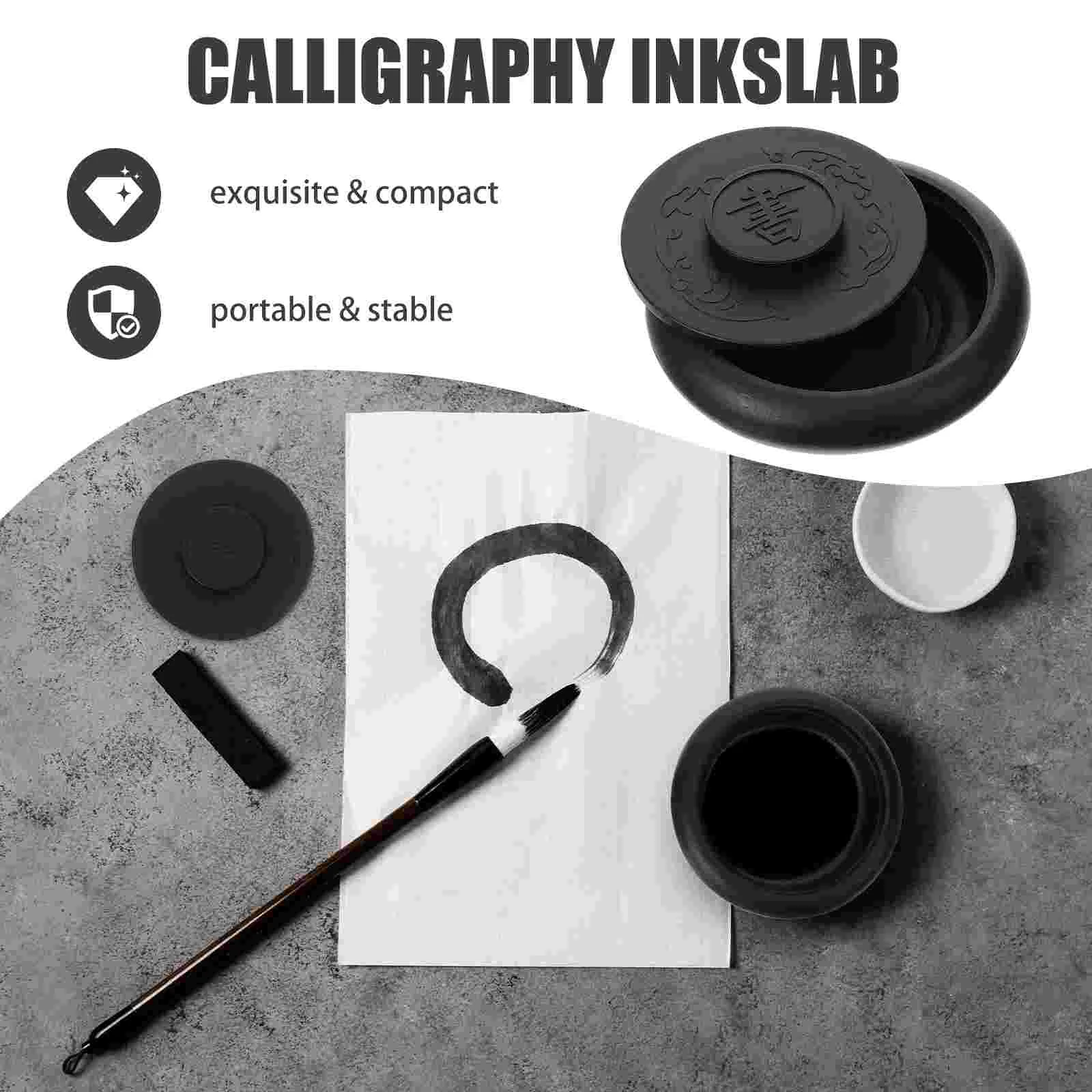 Calligraphy Ink Plate Ancient Horse Inkstone for Drawing Painting Palette Black Plastic