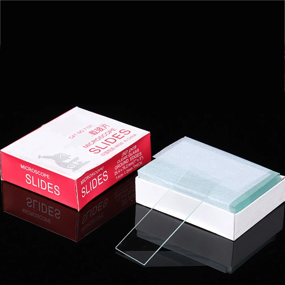 Tendências 50 unidades de lâminas de microscópio em branco corrediça de vidro de biologia para ciências biológicas básicas 25,4x76,2MM