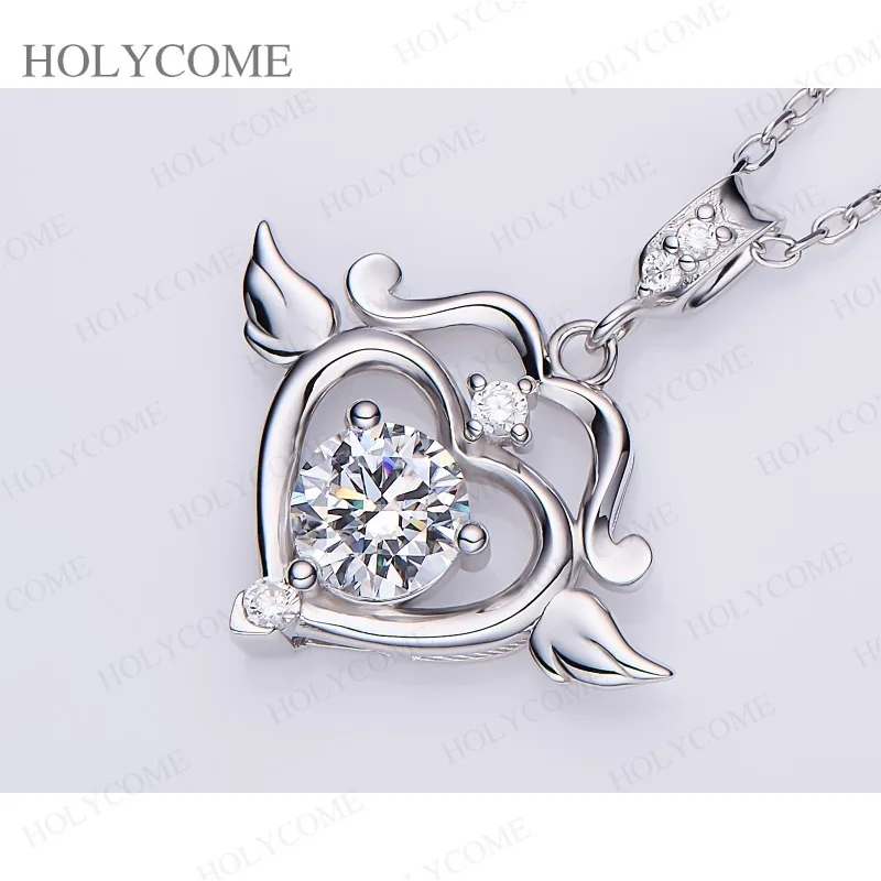 

D VVS1 1.0CT Moissanite Necklace Heart-Shaped Pendant Necklace VVS1 for Women With GRA S925 Silver Plated 18k Dainty Necklace