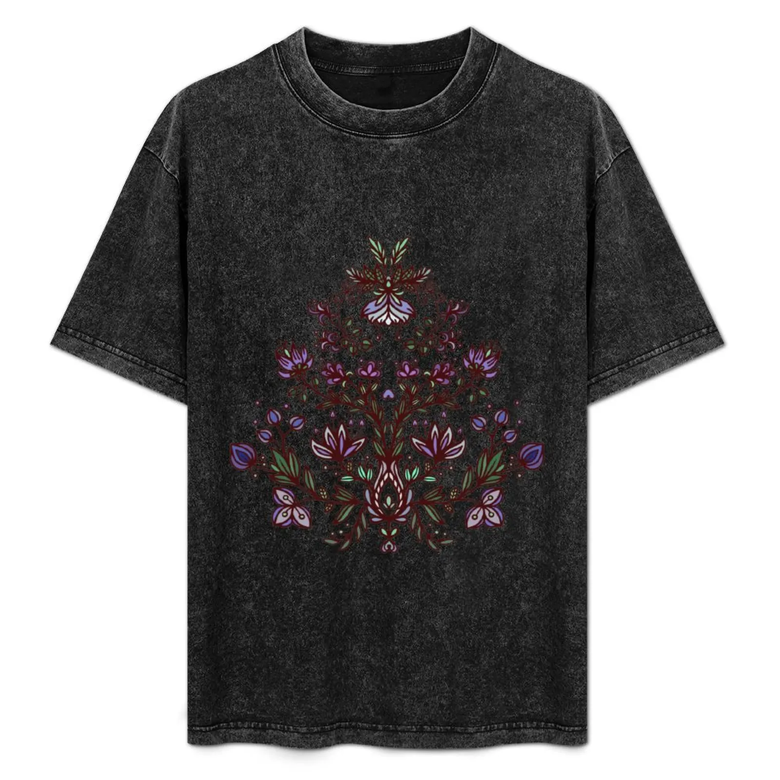 Folk flower ornament T-Shirt Big Size Simple T-Shirt