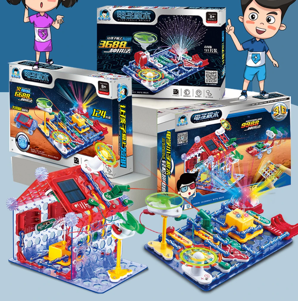 Educational Electronic Building Blocks for Kids - New Circuit Scientific Experiment Assembled Toys for Children's Exploration 8+