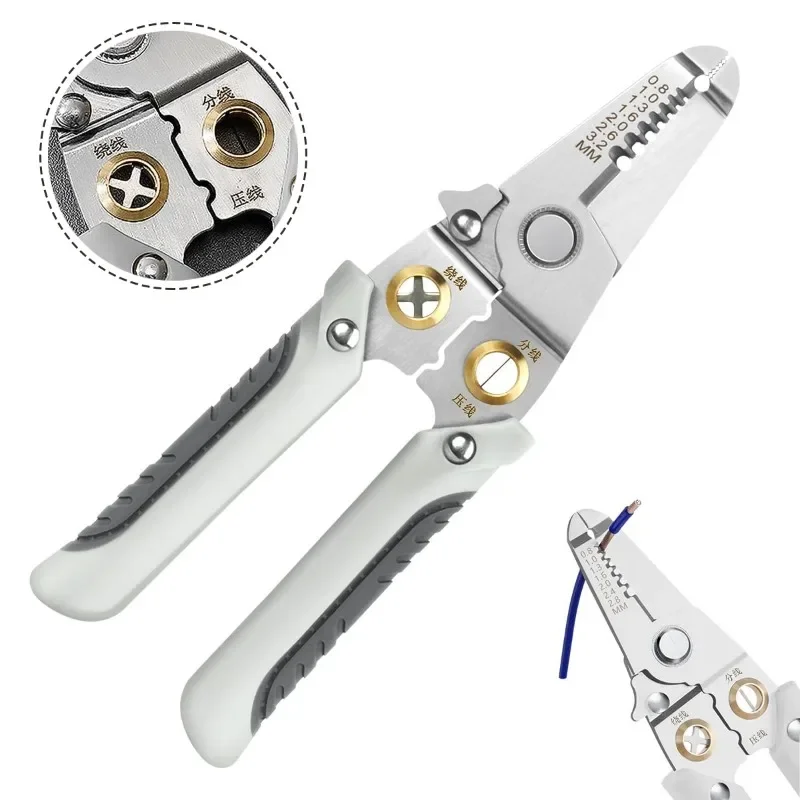 6 in 1 Special Wire Stripper for Electrician Multifunction Plier Tool for Electric Cable Stripping Cutting Stripper and Crimping