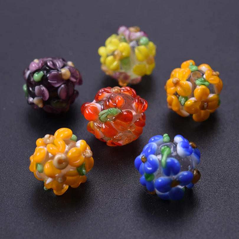 

7pcs/Lot Fashion Petal Fruit Sugar Pendant Handmade Glass Classic Pendants Necklace Earring Hand Making Used To Craft Wholesale