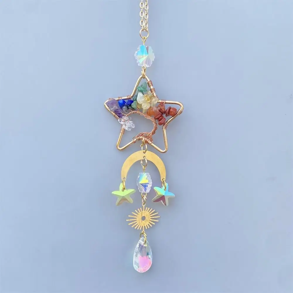 Natural Crystal Rainbow Sun Catchers Sun/Moon/Star Drops Crystal Ball Moon Crystal Pendant Durable Reflective Crystal Car Hanger