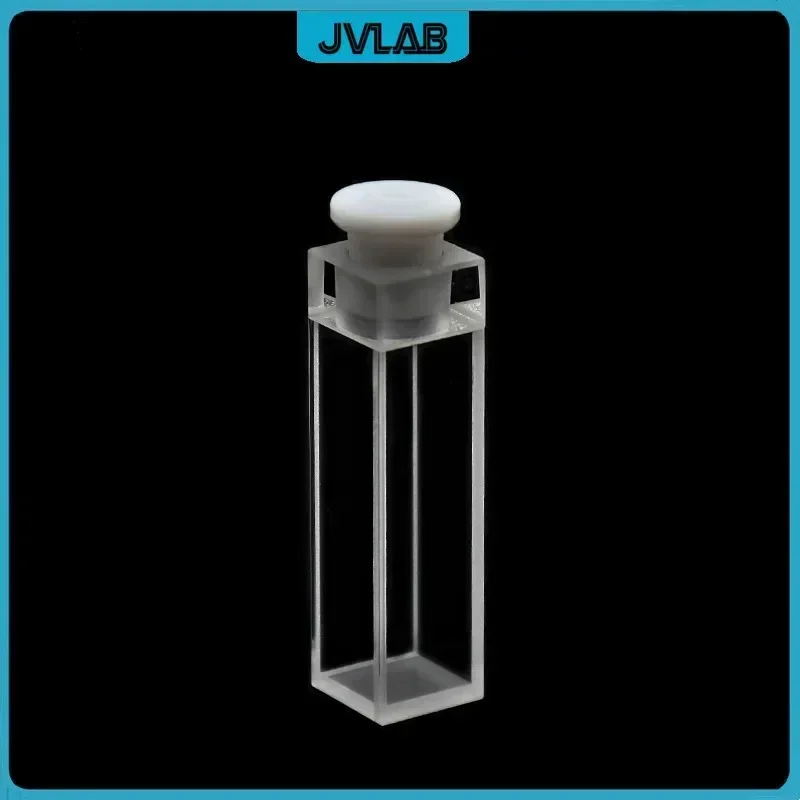 Quartz Cuvette Fluorescence Cell 10mm with PTFE Stopper Good Sealing Frit Sintering Technology Four-side Light enetrability 1/PK