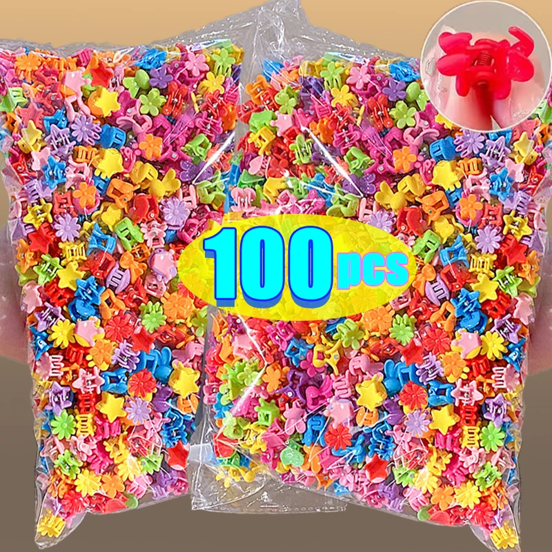 Cute Flower Star Hair Claws Girls Kids Mini Colorful Heart Hair Clips Cartoons Sweet Lovely Multi-Shape Crown Headwear Wholesale