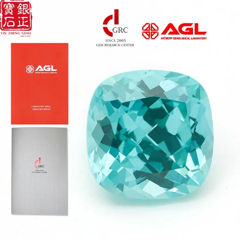 

Lab Grown Paraiba Cushion Cut Czochralski Loose Gemstone Provide Selectable AGL Certificate Synthetic Cultivated Paraiba Stone