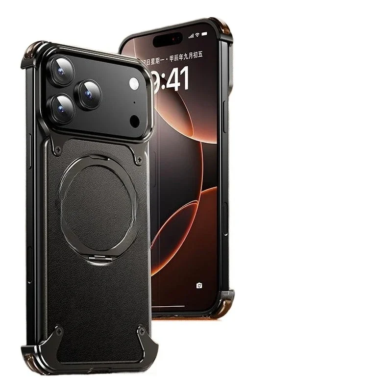 

Applicable to Apple 17promax mobile phone case iPhone leather Air magnetic belt bracket