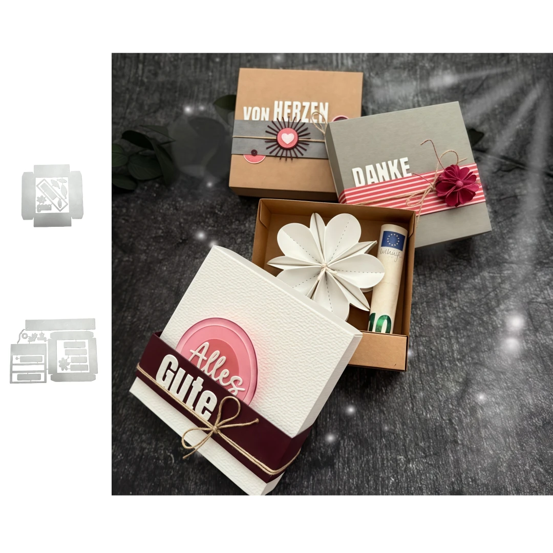 Neue Weihnachtsgeschenkbox, Metallschneideformen für die Herstellung von Weihnachtskarten, Scrapbooking, Papierhandwerksmesser, Formen, Vorlagen