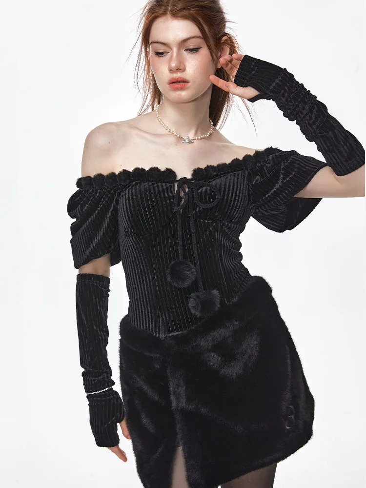 

Женское модное платье Bill Boom American Sle Spicy Girl Sweet Cool 2024 New Year Slimming Velvet Dr с накидками на плечи