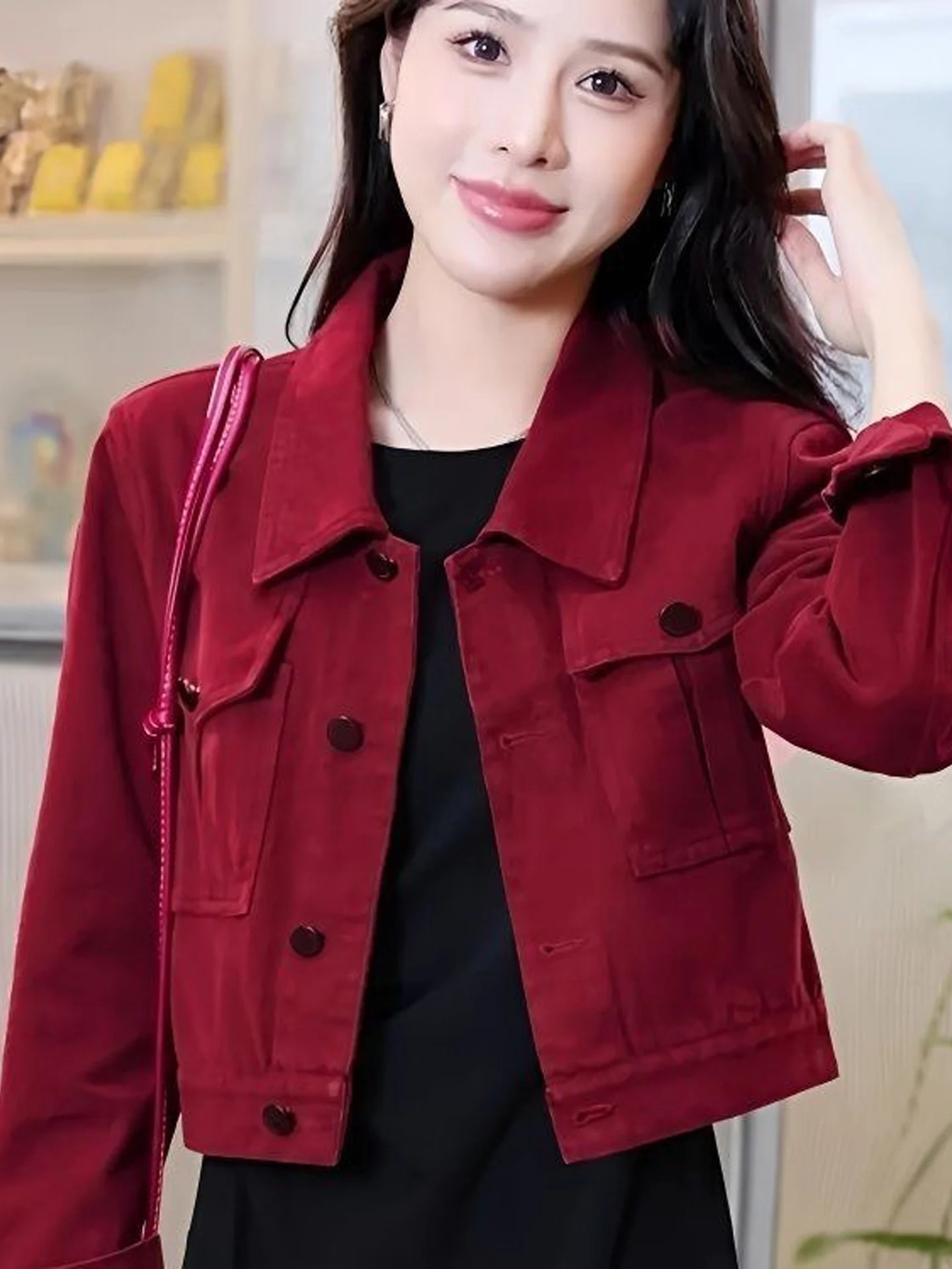 Korean Style Fashionable Short Denim Jacket Women's Autumn 2026 New Popular Slimming Versatile Top  Collar Long Sleeve