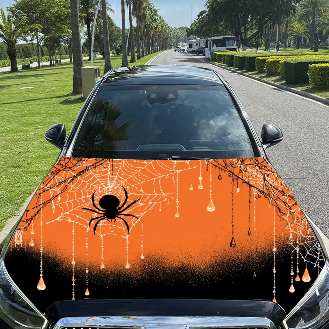 

Виниловая пленка для автомобиля Eerie Spider Web и Spider, водонепроницаемая наклейка на капот автомобиля из материала ПВХ, самоклеящиеся устойчивые к царапинам наклейки f
