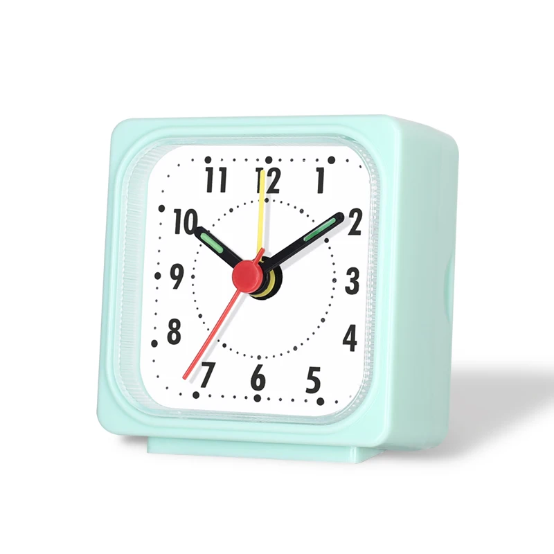 ساعة منبه مربعة بجانب السرير، إطار أكريليك شفاف صغير، أيدي ملونة، حركة كوارتز للوقت الدقيق، ساعة مكتب لغرفة النوم #6