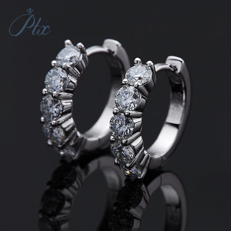 Серьги-кольца из муассанита для женщин, цвет D, VVS1, серебро 925 пробы, гипоаллергенные, блестящие, классические, изысканные украшения.