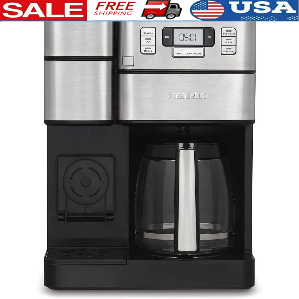 Coffee Center Grind and Brew Plus Built-in Grinder Single Serve Brewer Drip Coffee Maker 12-Cup Carafe Removable Water Reservoir