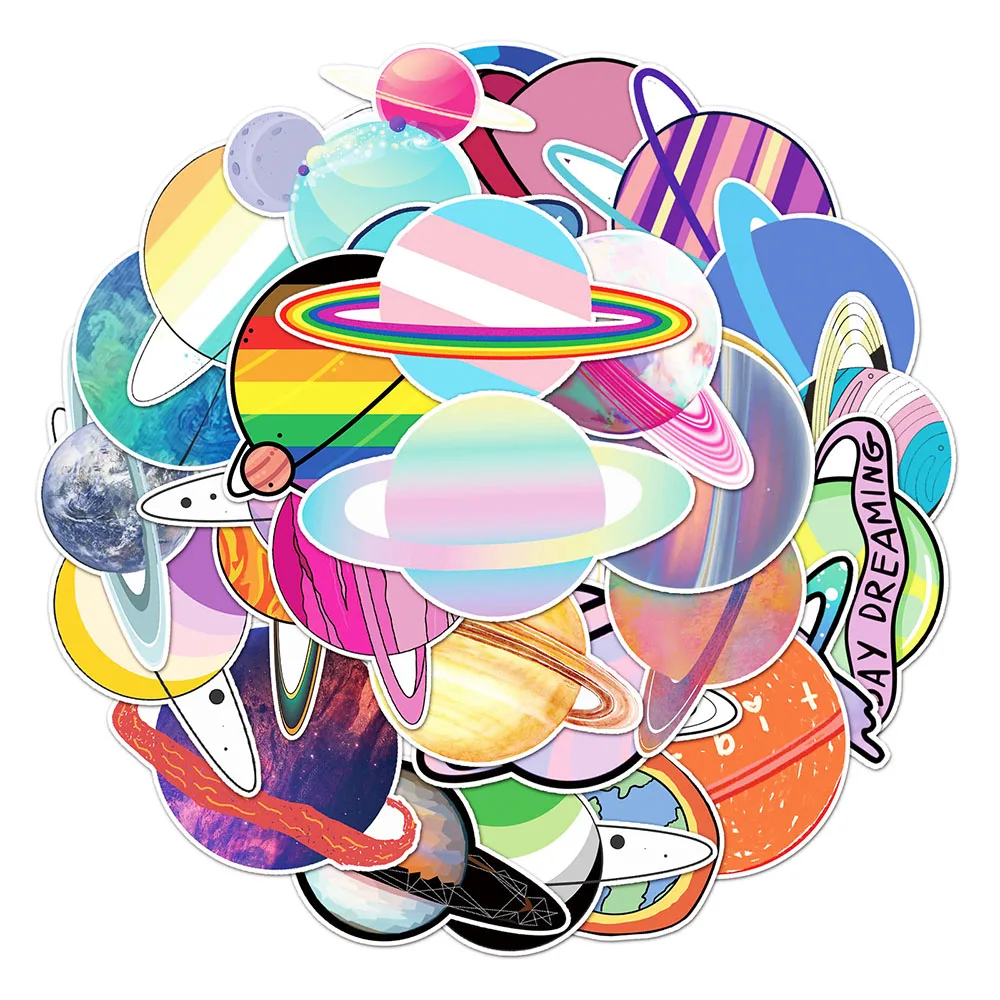 10/30/50pcs Cute Space Planet Rocket Stickers Funny Cartoon Creative Decals DIY Stationery Phone Notebook Sticker Decoration Toy