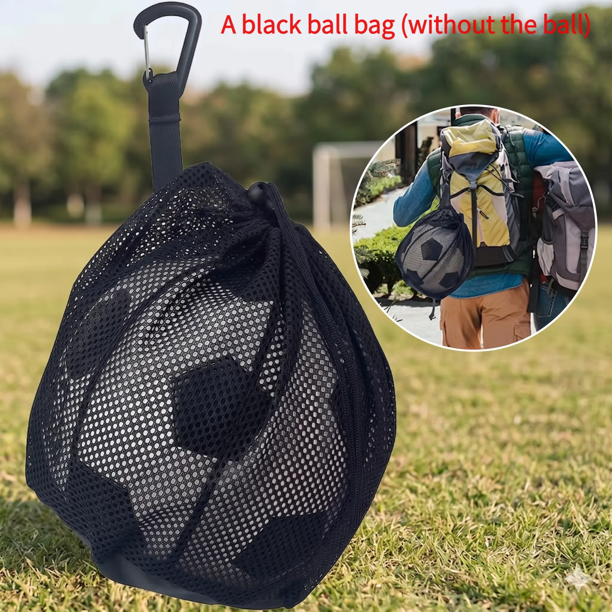 Multi-Sport Drawstring Mesh Bag, Foldable Portable Ball Bag for Basketball, Football, Volleyball, Water Polo (Bag Only)