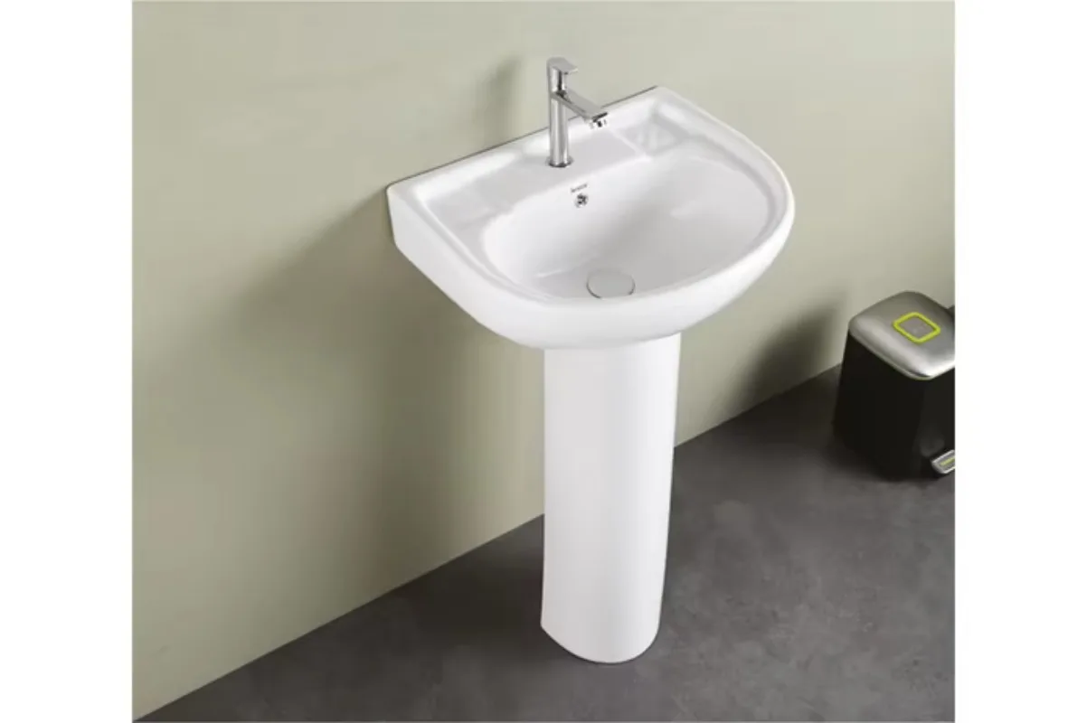 Hot-selling modern white ceramic countertop vertical sink with drain