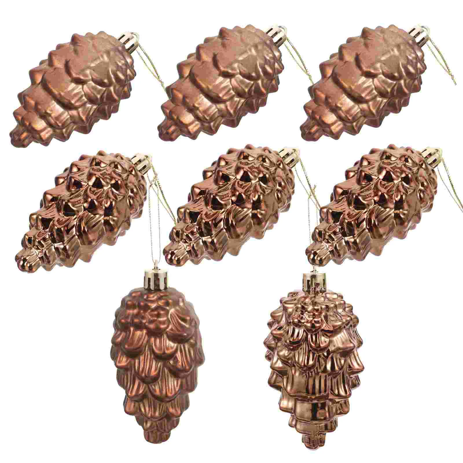 

8 Pcs Coffee Pine Cone Hanging Fall Decor Cones for Crafts Holiday Ornaments Christmas Clearance Tree Decorations Decorate