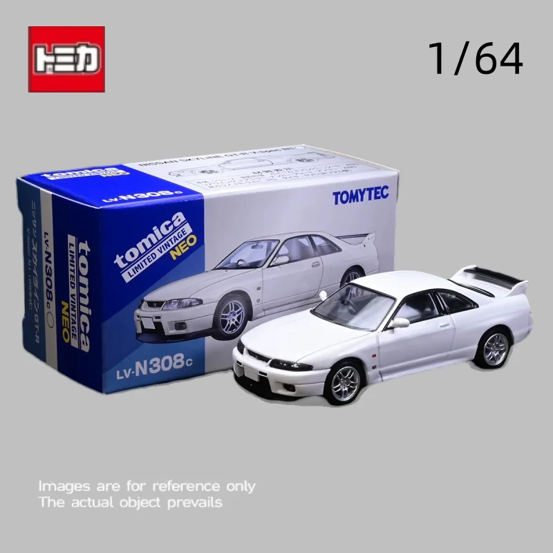 TOMICA TLV 1:64 N308c GTR R33, Alloy die cast static car fashion play model, children's holiday gift, adult collection display.