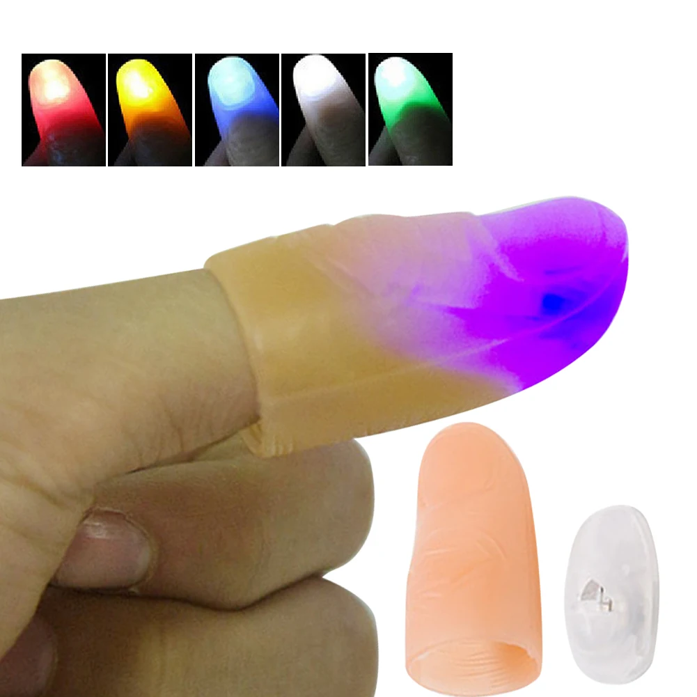 Blue Light Led Flashing Fingers Halloween Party Toys Magic Thumbs Light Toys for Adult Magic Trick Props for Children