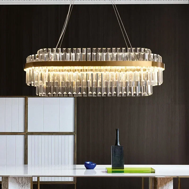 

Modest LED Ceiling Hanging Chandelier Luxury Dining Table Living Room Crystal Pendant Lighs Home Decoration Golden Fixture