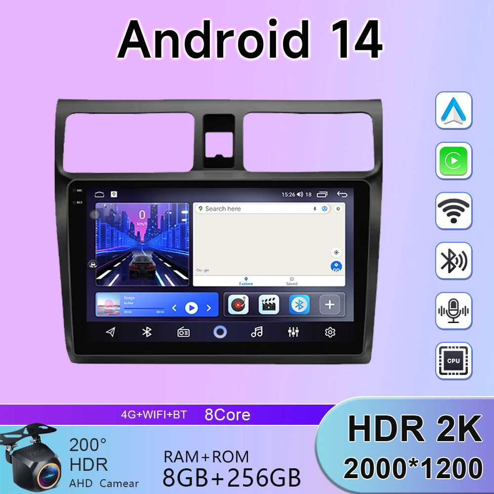 

Android 14 Auto Radio For Suzuki Swift 2003 -2010 Car Radio DSP Multimedia Player Stereo GPS Navigation 4G BT Head Unit No 2din