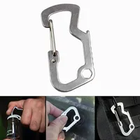 Stainless Steel D Shape Carabiner Outdoor Hiking Buckle Lockbutton Cap Lifter Quick Release Keychain Opener EDC Equipment