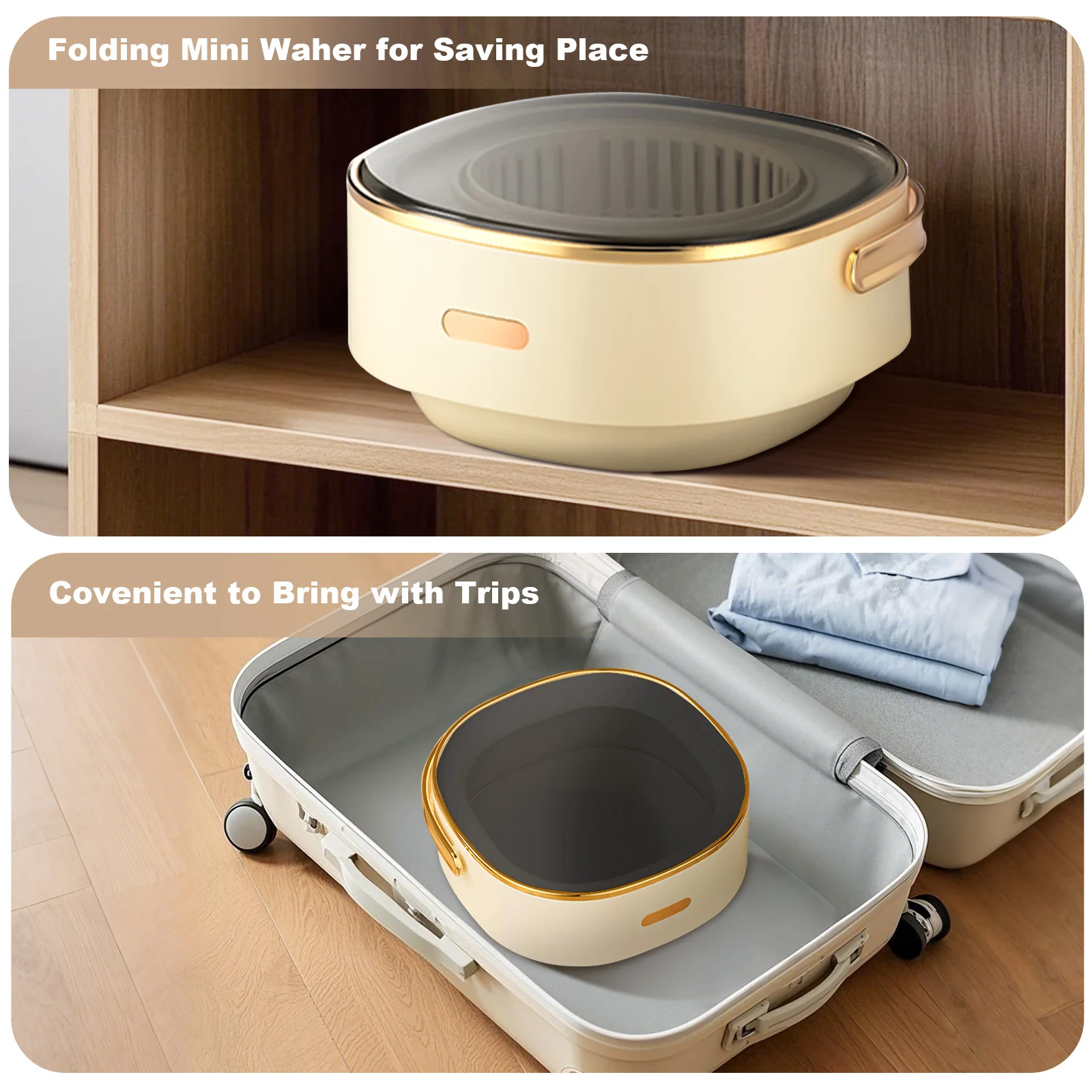 Portable Washing Machine With Spin Dryer, Fully Automatic 13L Folding Mini Washing Machine For Underwear, Baby Clothes Cleaning view 3