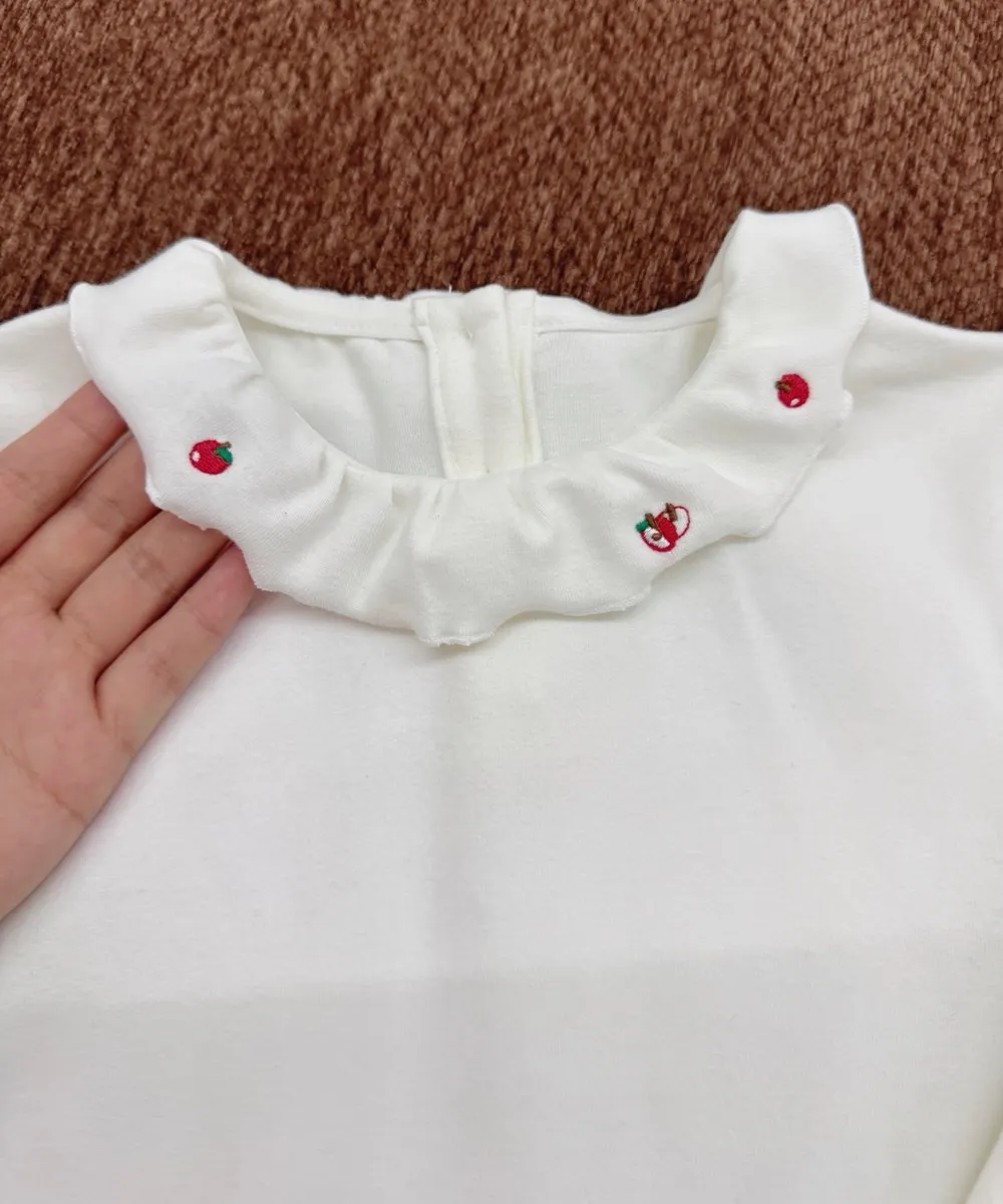 

Детская одежда для девочек, одежда для малышей, однотонный мягкий и удобный белый пуловер, милый топ для девочек с вышивкой мультяшным узором