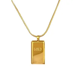 Stainless Steel Gold Plated Bricks Pendant Get Rich Necklace For Men Women Fine Gift Elegant Good Presents Classic Gift Fashion