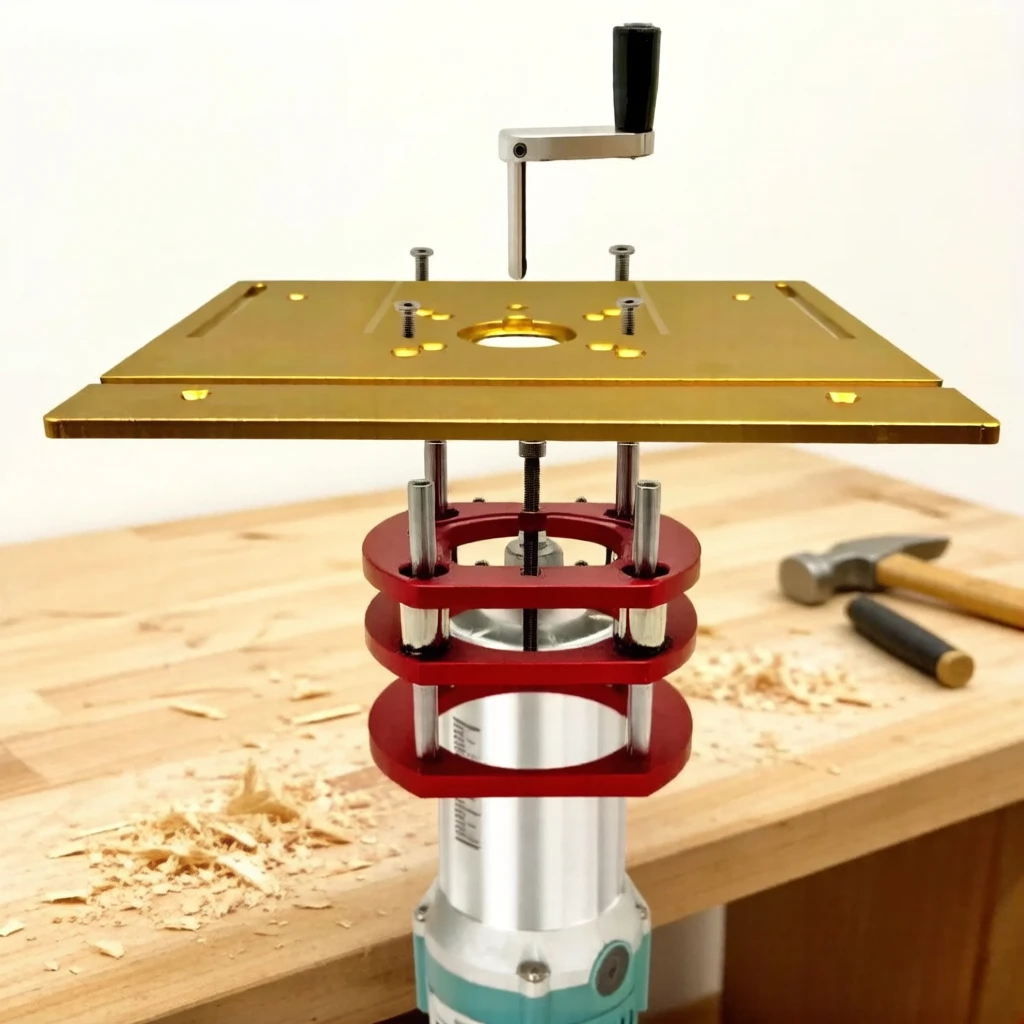 65mm Router Lift Kit Precision Aluminum Router Plate Lift System for Professional Woodworking Tables