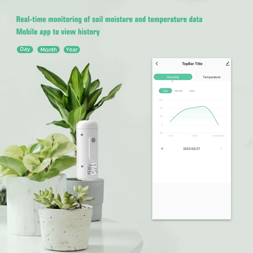 Yieryi-Tuya Smart Detector de Temperatura e Umidade do Solo Sensor de planta sem fio Monitor de umidade do solo para estufa