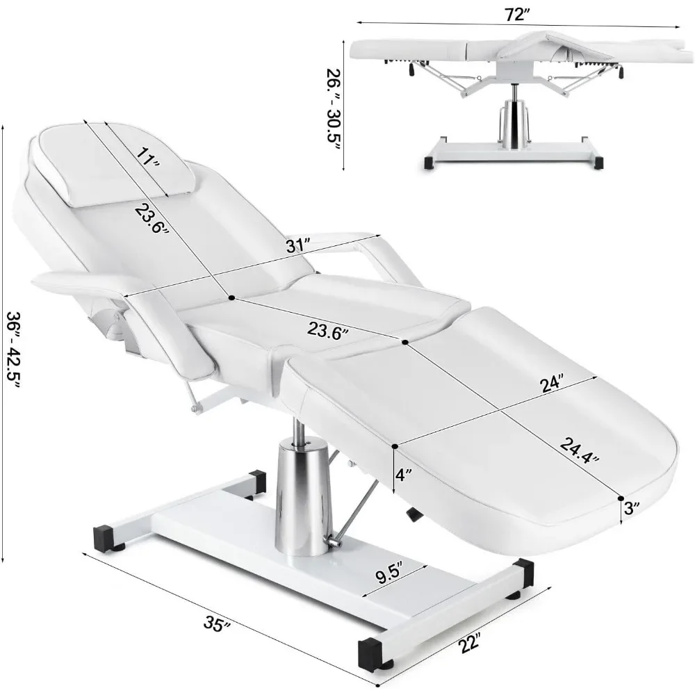 Professional Hydraulic Tattoo Bed Swivel aesthetician Chair Adjustable Beauty Bedfor Eyelash Facial Bed  Salon Equipment