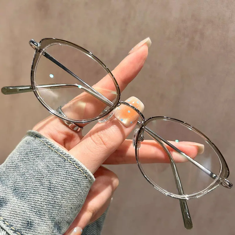 Elliptical cat-eye small frame anti-blue light glasses - Korean version women's decorative glasses