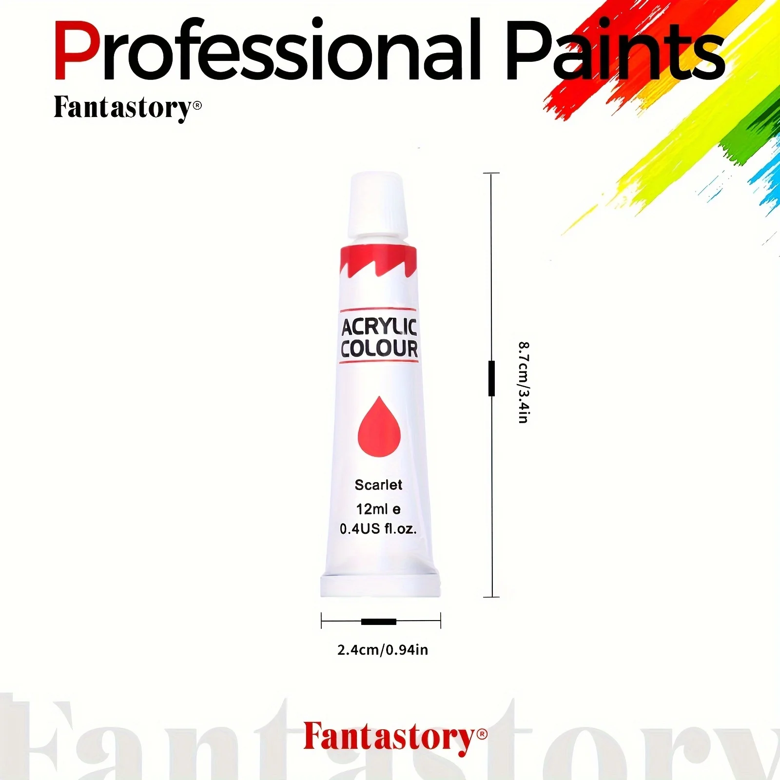 Fantastory 24 Colors Acrylic Paint Set with 3 Paint Brushes for Crafts and Painters, Christmas Halloween Party Painting Supplies